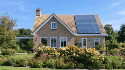 Huis met zonnepanelen 