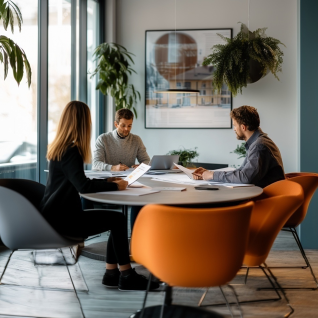 Stel aan tafel met notaris